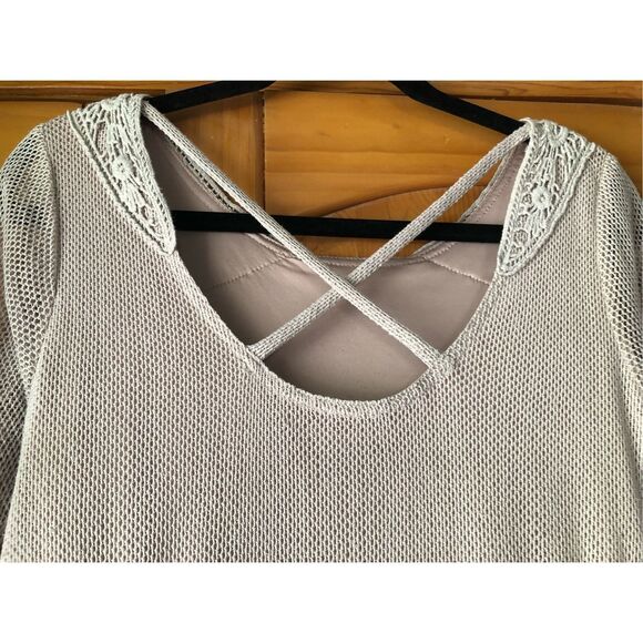 Altar’d State Dress Crochet Lace Taupe Peasant Boho Size S - Picture 8 of 11